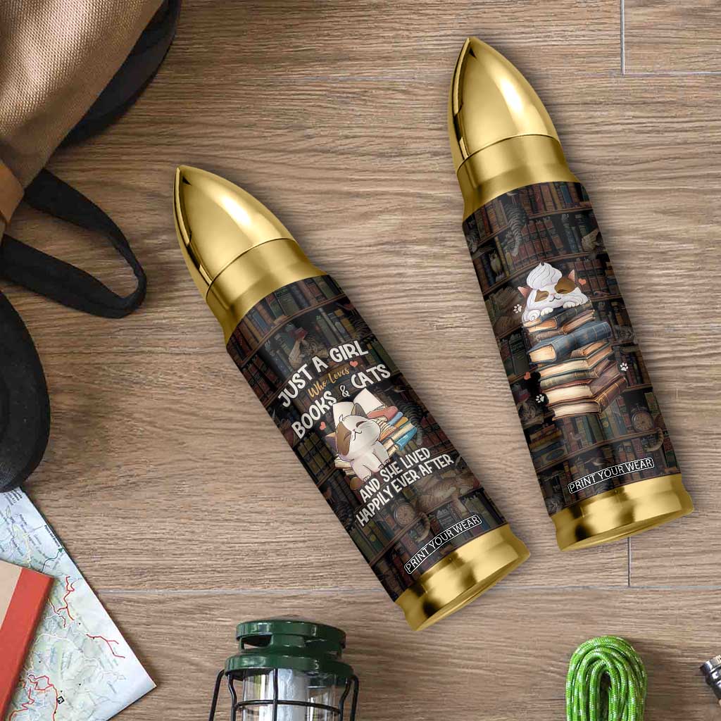 Cat Bookish Bullet Tumbler Just A Girl Who Loves Cats And Books Library Cat TB10 Print Your Wear