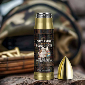 Cat Bookish Bullet Tumbler Just A Girl Who Loves Cats And Books Library Cat TB10 Print Your Wear