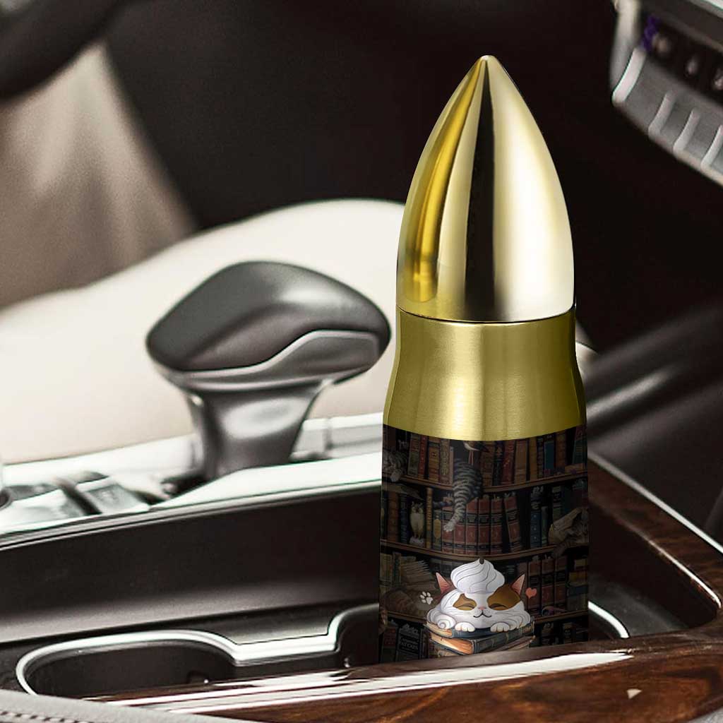Cat Bookish Bullet Tumbler Just A Girl Who Loves Cats And Books Library Cat TB10 Print Your Wear