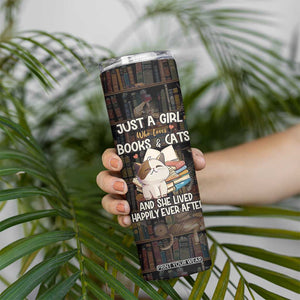 Cat Bookish Skinny Tumbler Just A Girl Who Loves Cats And Books Library Cat TB10 Print Your Wear