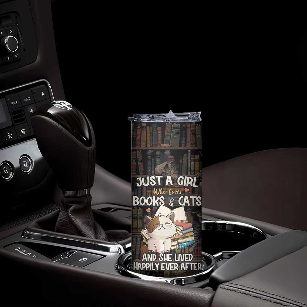 Cat Bookish Skinny Tumbler Just A Girl Who Loves Cats And Books Library Cat TB10 Print Your Wear