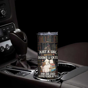 Cat Bookish Skinny Tumbler Just A Girl Who Loves Cats And Books Library Cat TB10 Print Your Wear
