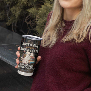 Cat Bookish Tumbler Cup Just A Girl Who Loves Cats And Books Library Cat TB10 Print Your Wear