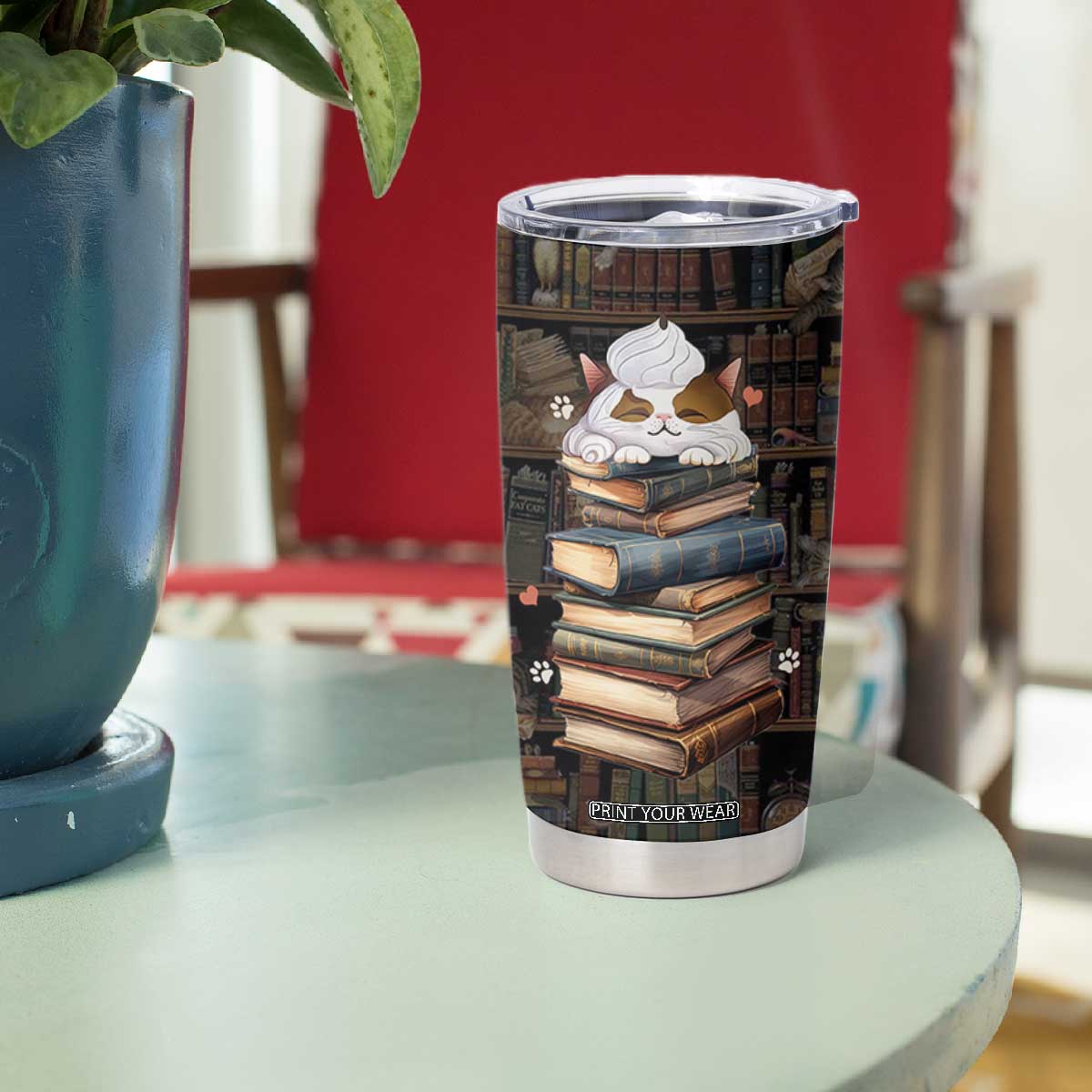 Cat Bookish Tumbler Cup Just A Girl Who Loves Cats And Books Library Cat TB10 Print Your Wear