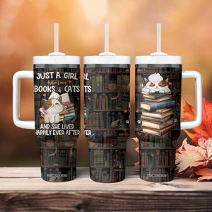 Cat Bookish Tumbler With Handle Just A Girl Who Loves Cats And Books Library Cat TB10 Print Your Wear