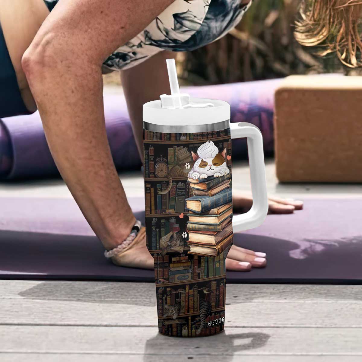 Cat Bookish Tumbler With Handle Just A Girl Who Loves Cats And Books Library Cat TB10 Print Your Wear