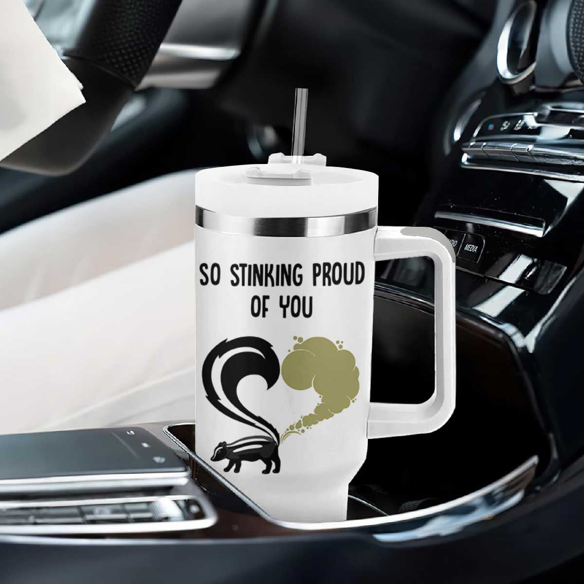 Funny Skunk Graduation Tumbler With Handle So Stinking Proud Of You TB10 Print Your Wear