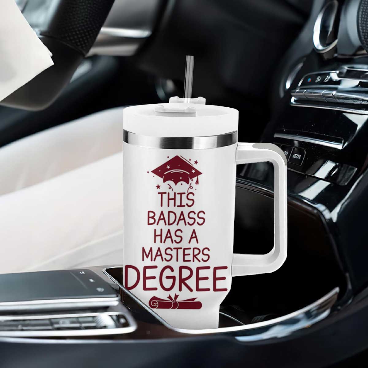 Masters Degree Graduation Tumbler With Handle This Badass Has A Masters Degree TB10 Print Your Wear