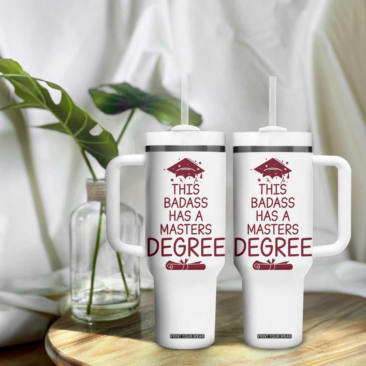 Masters Degree Graduation Tumbler With Handle This Badass Has A Masters Degree TB10 Print Your Wear
