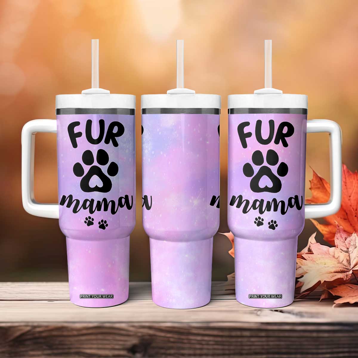 Fur Mama Tumbler With Handle Cat Dog Mom Gifts For New Puppy Fur Baby Owners TB10 Print Your Wear
