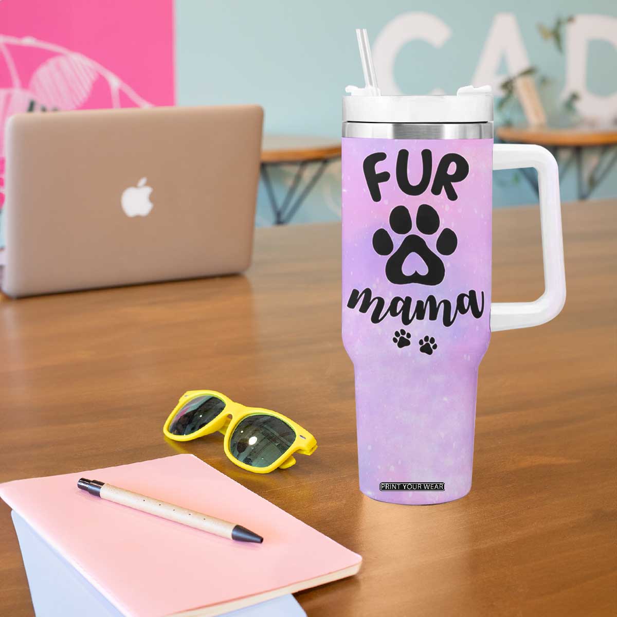 Fur Mama Tumbler With Handle Cat Dog Mom Gifts For New Puppy Fur Baby Owners TB10 Print Your Wear