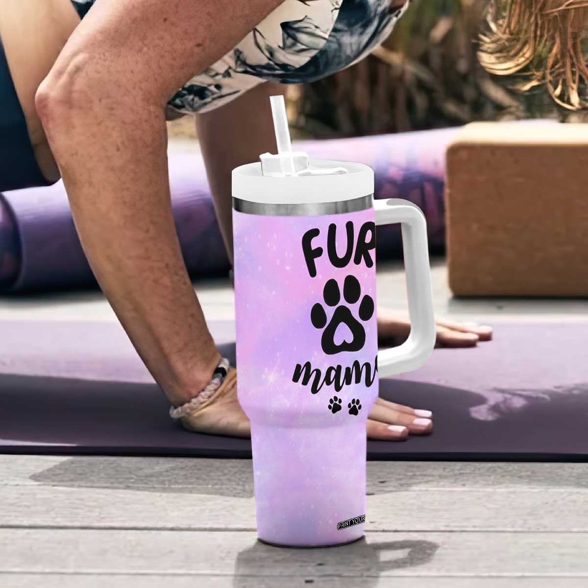 Fur Mama Tumbler With Handle Cat Dog Mom Gifts For New Puppy Fur Baby Owners TB10 Print Your Wear