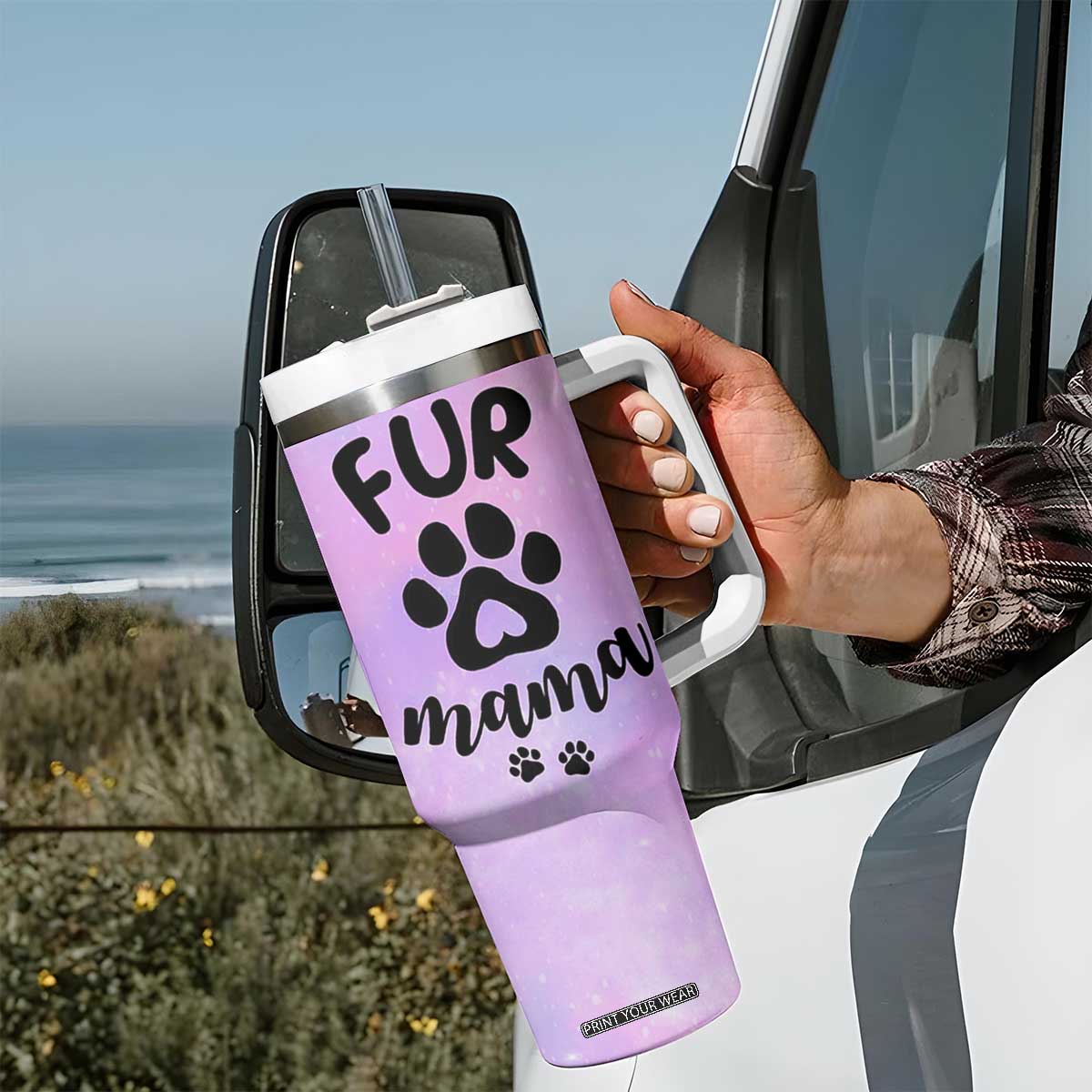 Fur Mama Tumbler With Handle Cat Dog Mom Gifts For New Puppy Fur Baby Owners TB10 Print Your Wear