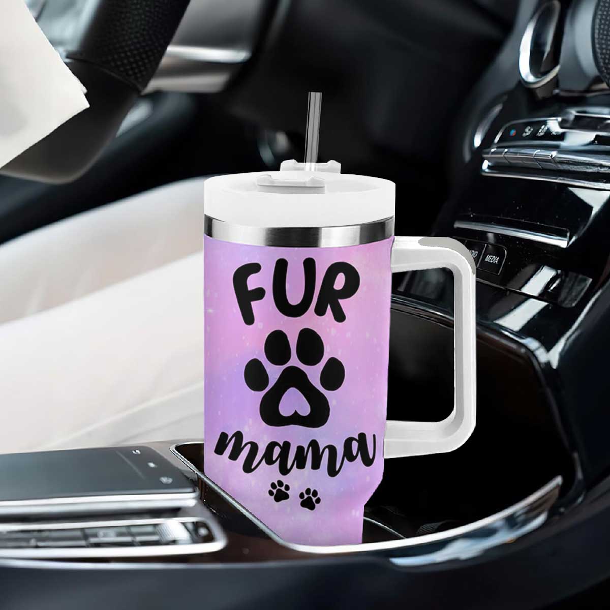 Fur Mama Tumbler With Handle Cat Dog Mom Gifts For New Puppy Fur Baby Owners TB10 Print Your Wear