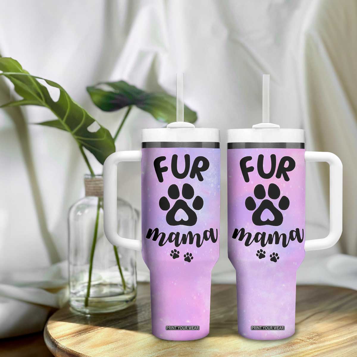 Fur Mama Tumbler With Handle Cat Dog Mom Gifts For New Puppy Fur Baby Owners TB10 Print Your Wear
