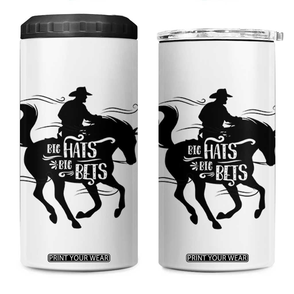 Funny Horse Racing 4 in 1 Can Cooler Tumbler Big Hats Big Bets Derby Party TB10 One Size: 16 oz White Print Your Wear