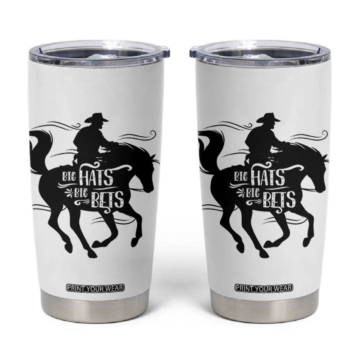 Funny Horse Racing Tumbler Cup Big Hats Big Bets Derby Party TB10 White Print Your Wear