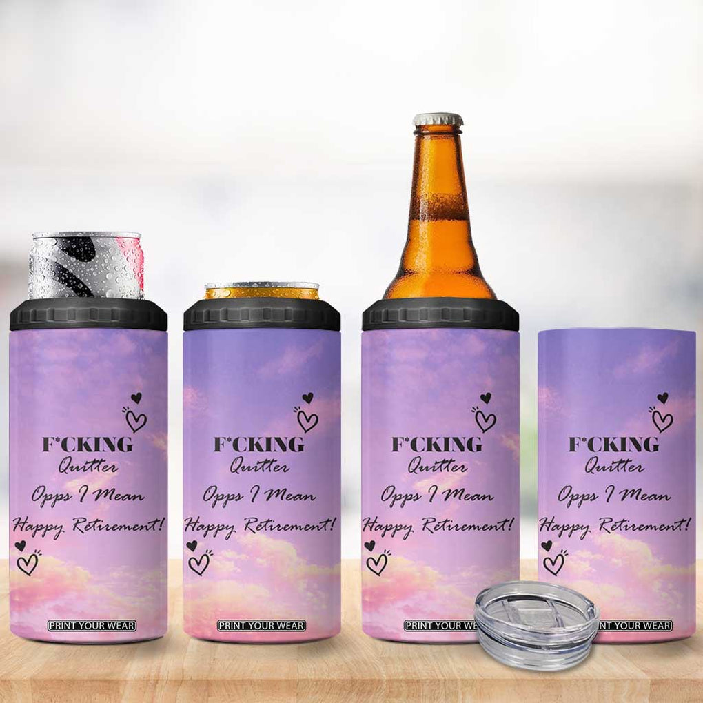 Funny Quitter Job 4 in 1 Can Cooler Tumbler Opps I Mean Happy Retirement TB10 Print Your Wear