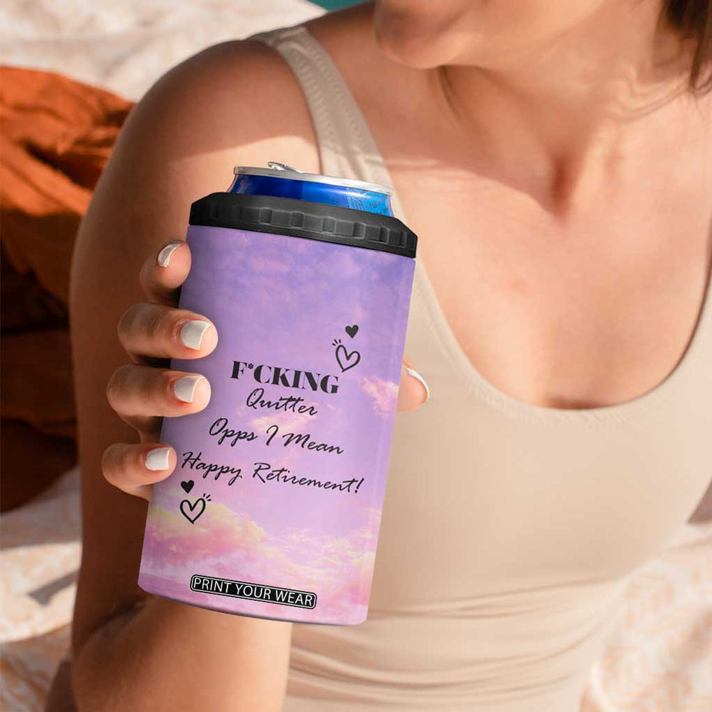 Funny Quitter Job 4 in 1 Can Cooler Tumbler Opps I Mean Happy Retirement TB10 Print Your Wear