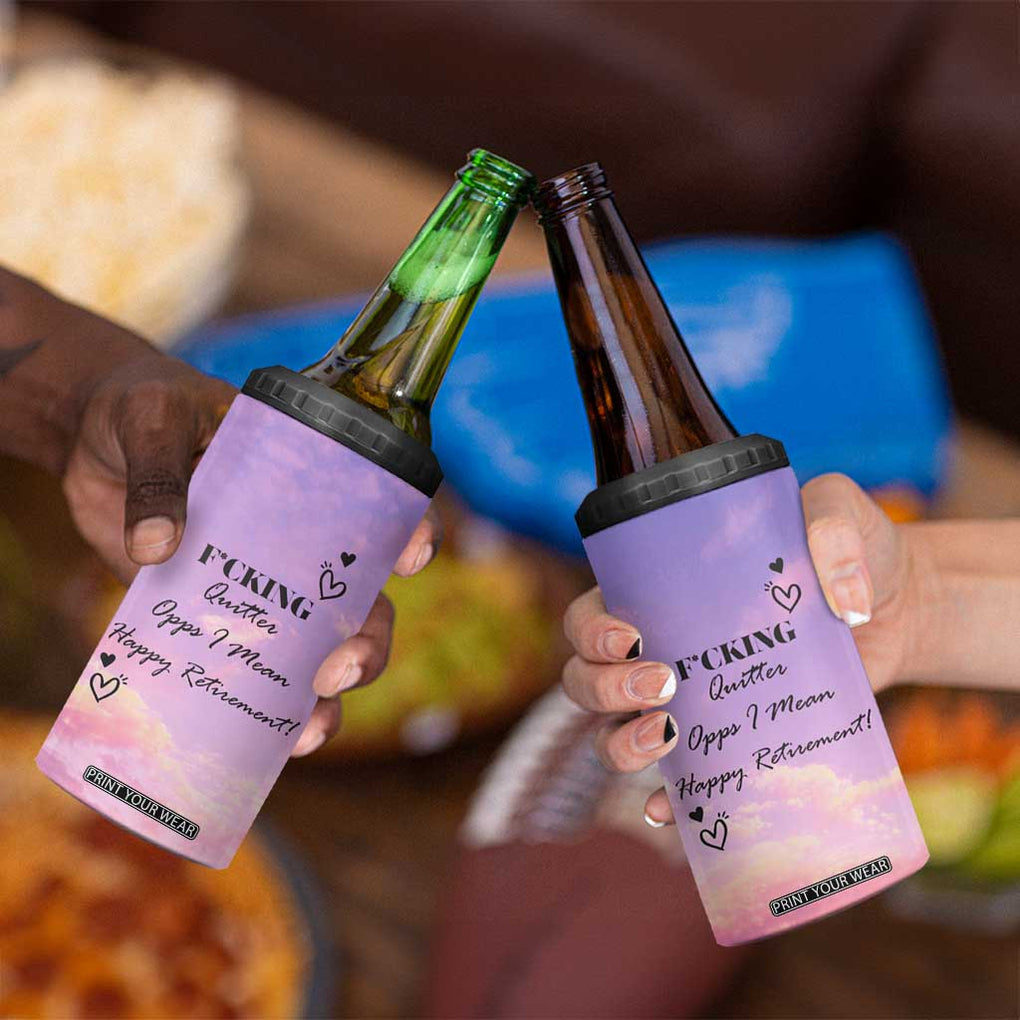 Funny Quitter Job 4 in 1 Can Cooler Tumbler Opps I Mean Happy Retirement TB10 Print Your Wear