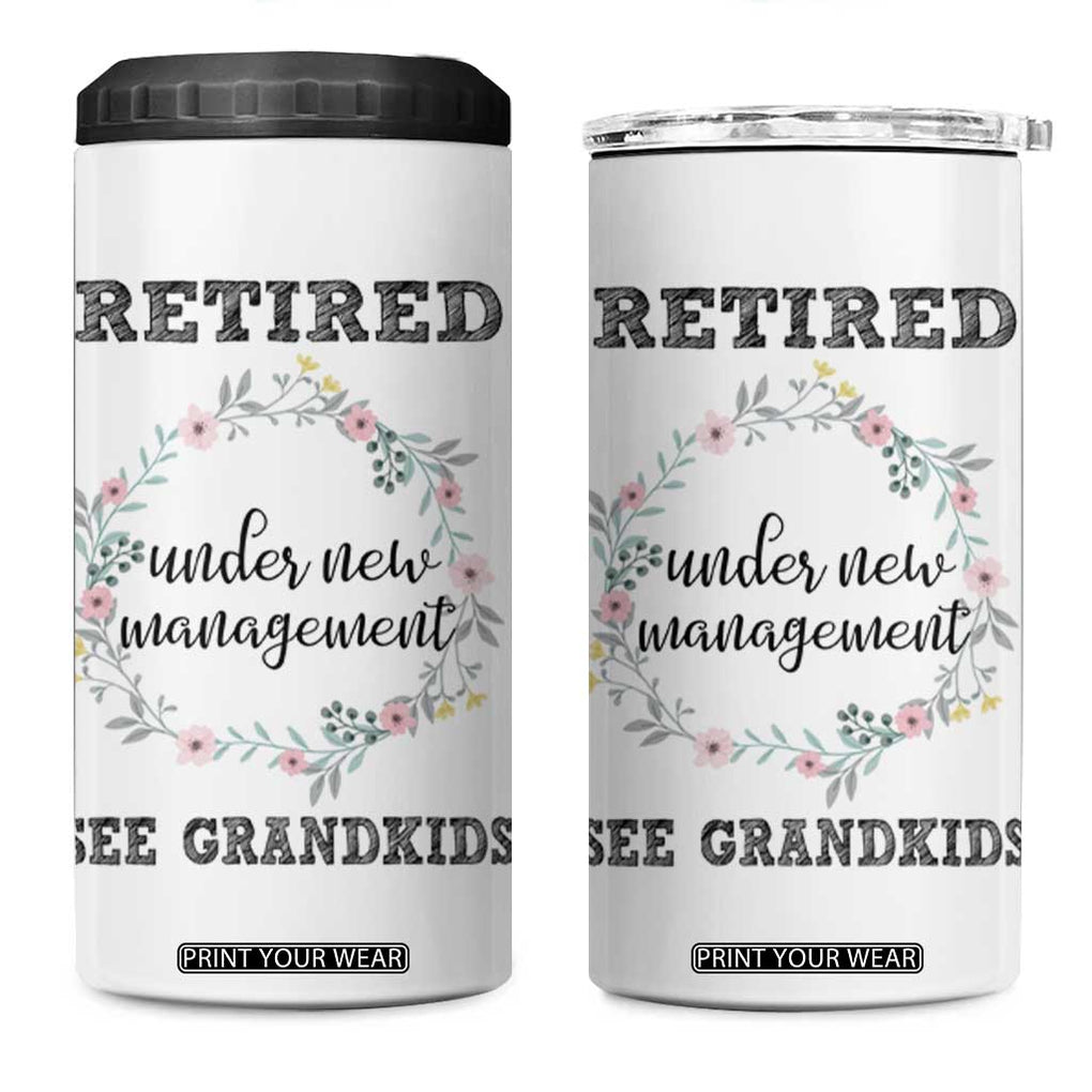 Funny Retirement Gifts for Women 4 in 1 Can Cooler Tumbler Retired Under New Management See Grandkids TB10 One Size: 16 oz White Print Your Wear