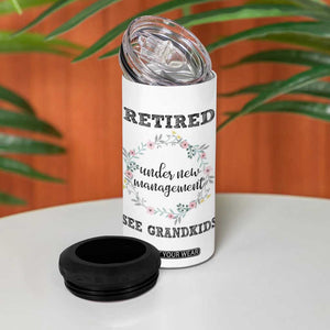 Funny Retirement Gifts for Women 4 in 1 Can Cooler Tumbler Retired Under New Management See Grandkids TB10 Print Your Wear