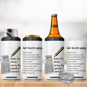 Funny Dads Favorite Sayings 4 in 1 Can Cooler Tumbler Dadisms Written in a Top Ten List TB10 Print Your Wear