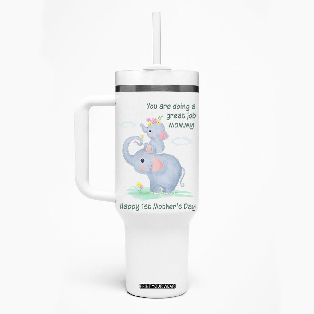 New Mom Tumbler With Handle Happy 1st Mother's Day Gifts for First Time Mothers TB10 Print Your Wear
