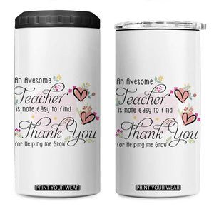 Best Teacher Appreciation Gifts 4 in 1 Can Cooler Tumbler Thank You For Helping Me Grow TB10 One Size: 16 oz White Print Your Wear