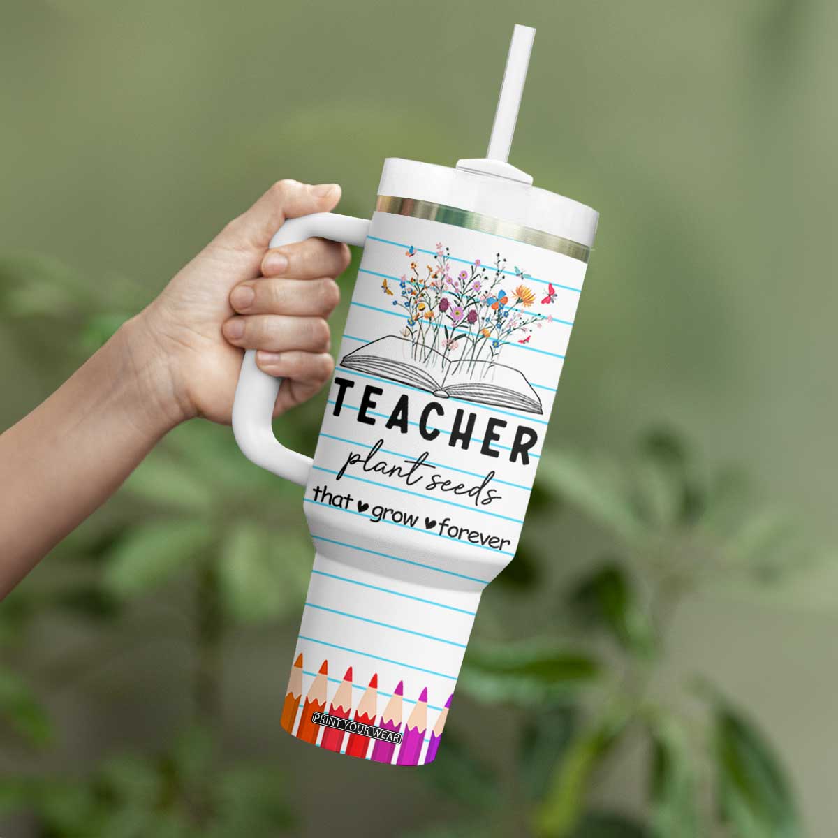 Best Teacher Appreciation Gifts Tumbler With Handle Helping Little Minds Grow Forever TB10 Print Your Wear