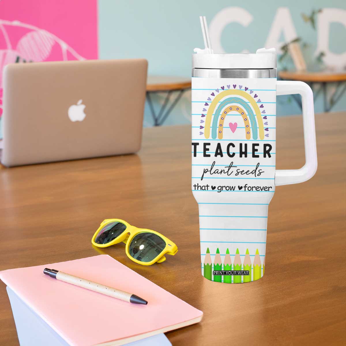 Best Teacher Appreciation Gifts Tumbler With Handle Helping Little Minds Grow Forever TB10 Print Your Wear