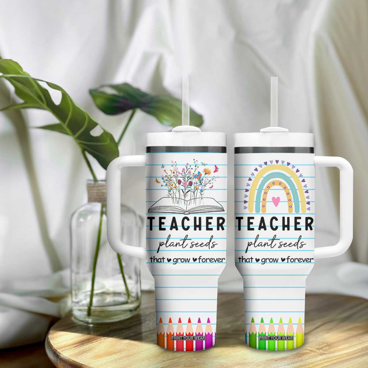 Best Teacher Appreciation Gifts Tumbler With Handle Helping Little Minds Grow Forever TB10 Print Your Wear