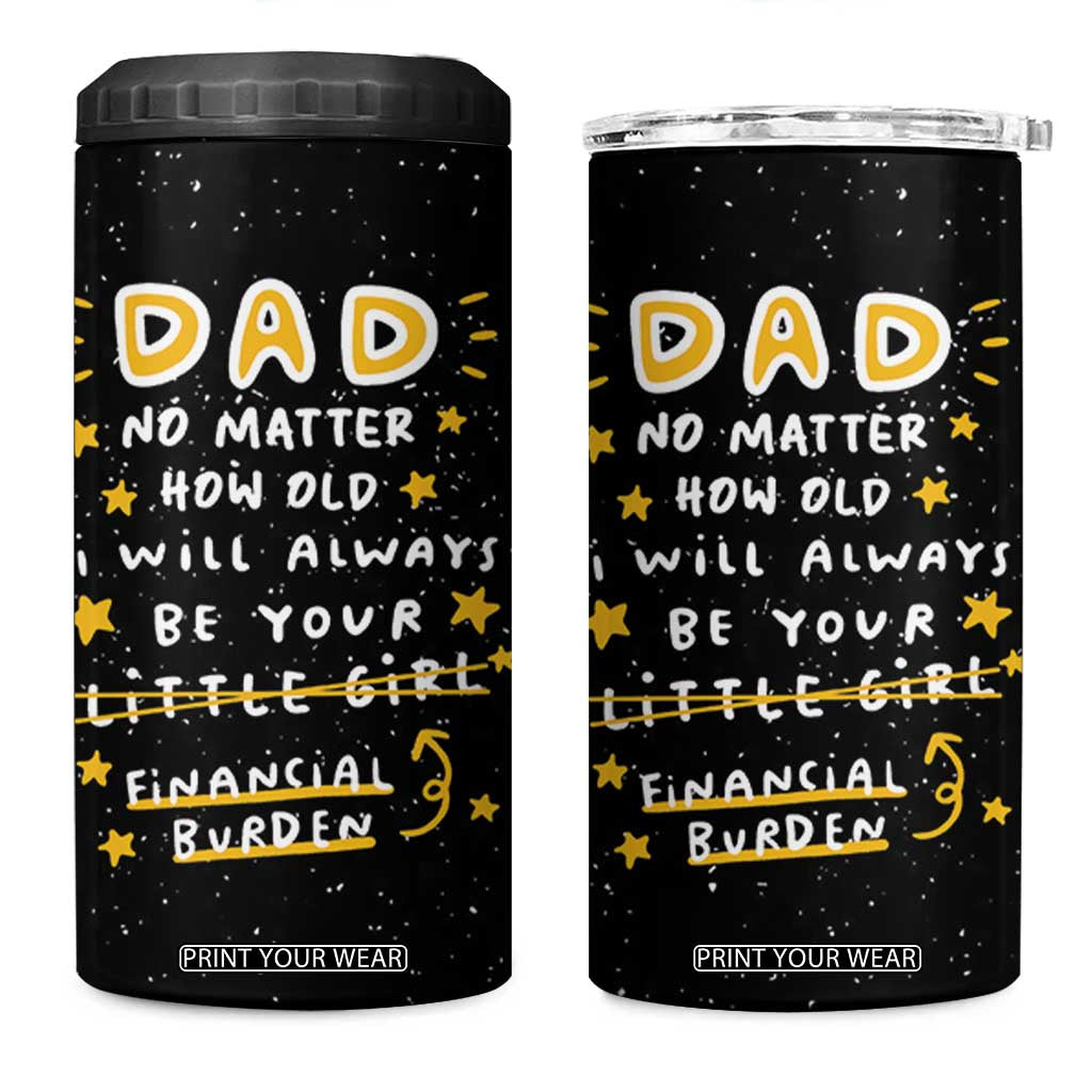 Funny Girl Dad 4 in 1 Can Cooler Tumbler I Will Always Be Your Financial Burden Dad Gifts From Daughter TB10 One Size: 16 oz Black Print Your Wear