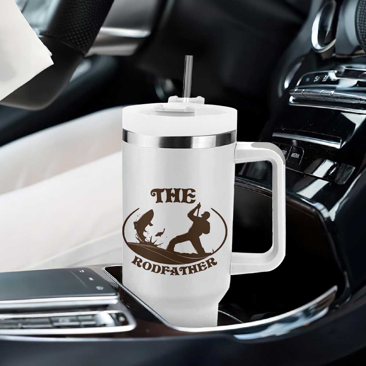 The Rod Father Tumbler With Handle Rodfather Funny Dad Fishing Gifts Fathers Day TB10 Print Your Wear