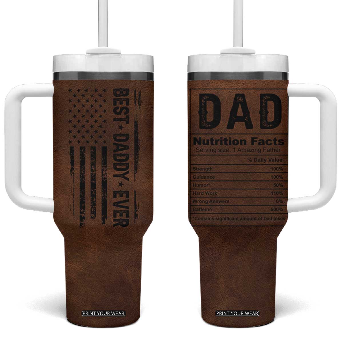 Funny Father's Day Gift For Daddy Tumbler With Handle Christmas Birthday Gifts For Dad From Daughter Son TB10 One Size: 40 oz Brown Print Your Wear