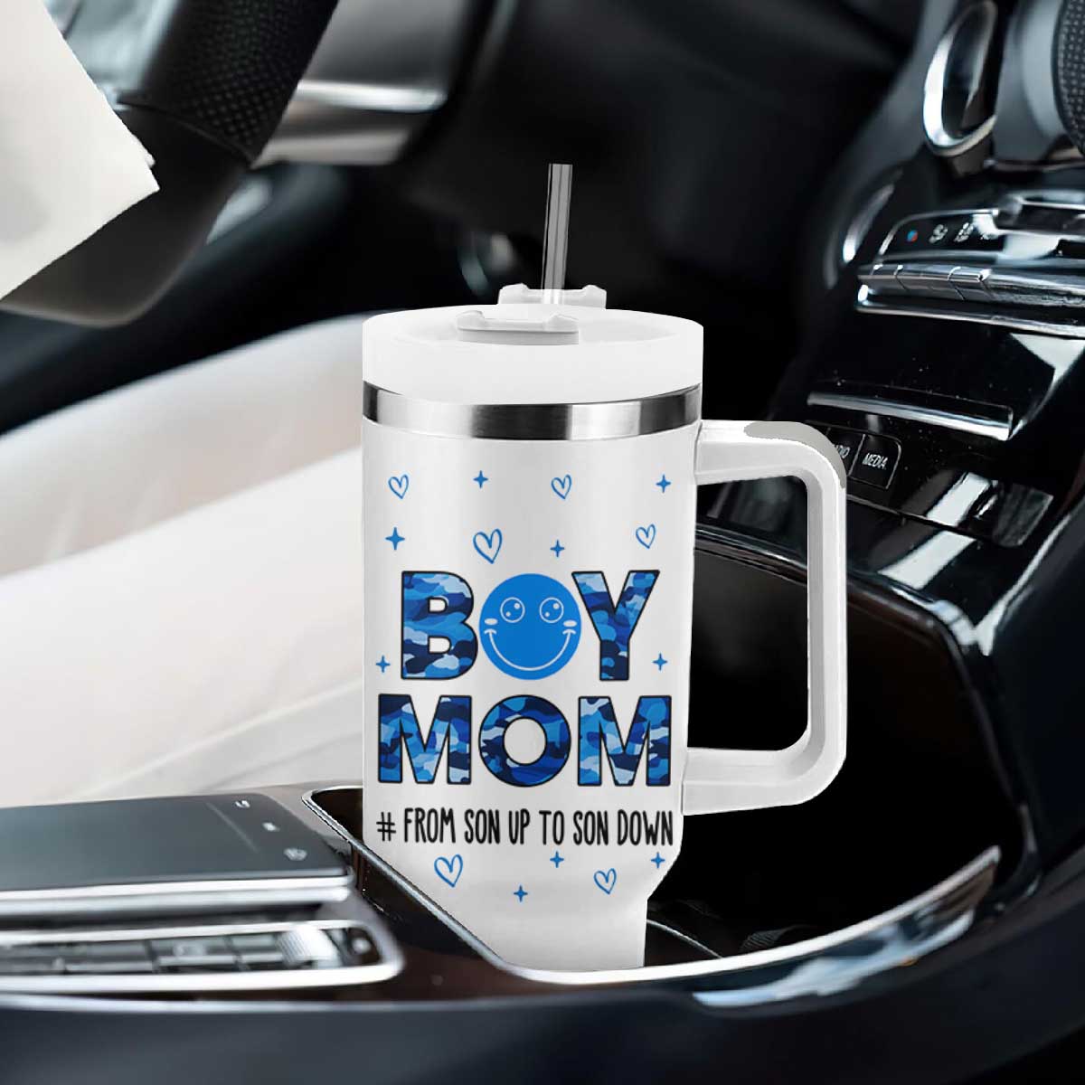 Boy Mom Tumbler With Handle First Mothers Day Gifts for New Moms Boy Mama TB10 Print Your Wear