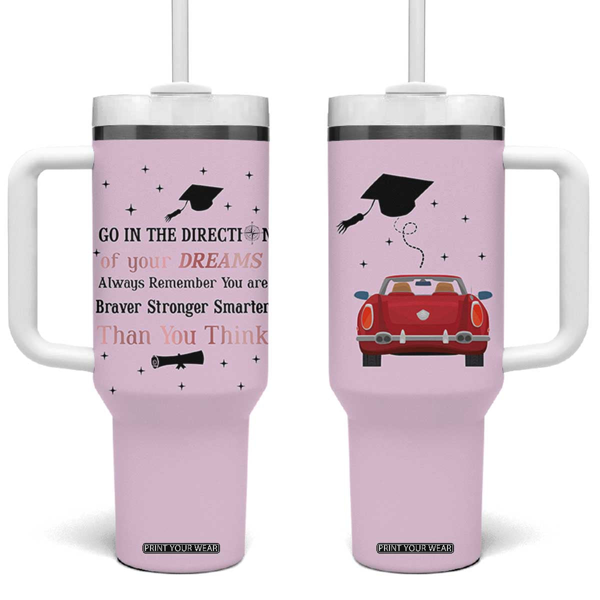 Graduation Gifts For Her Tumbler With Handle Masters Degree College High School PhD Grad Gift TB10 One Size: 40 oz Pink Print Your Wear