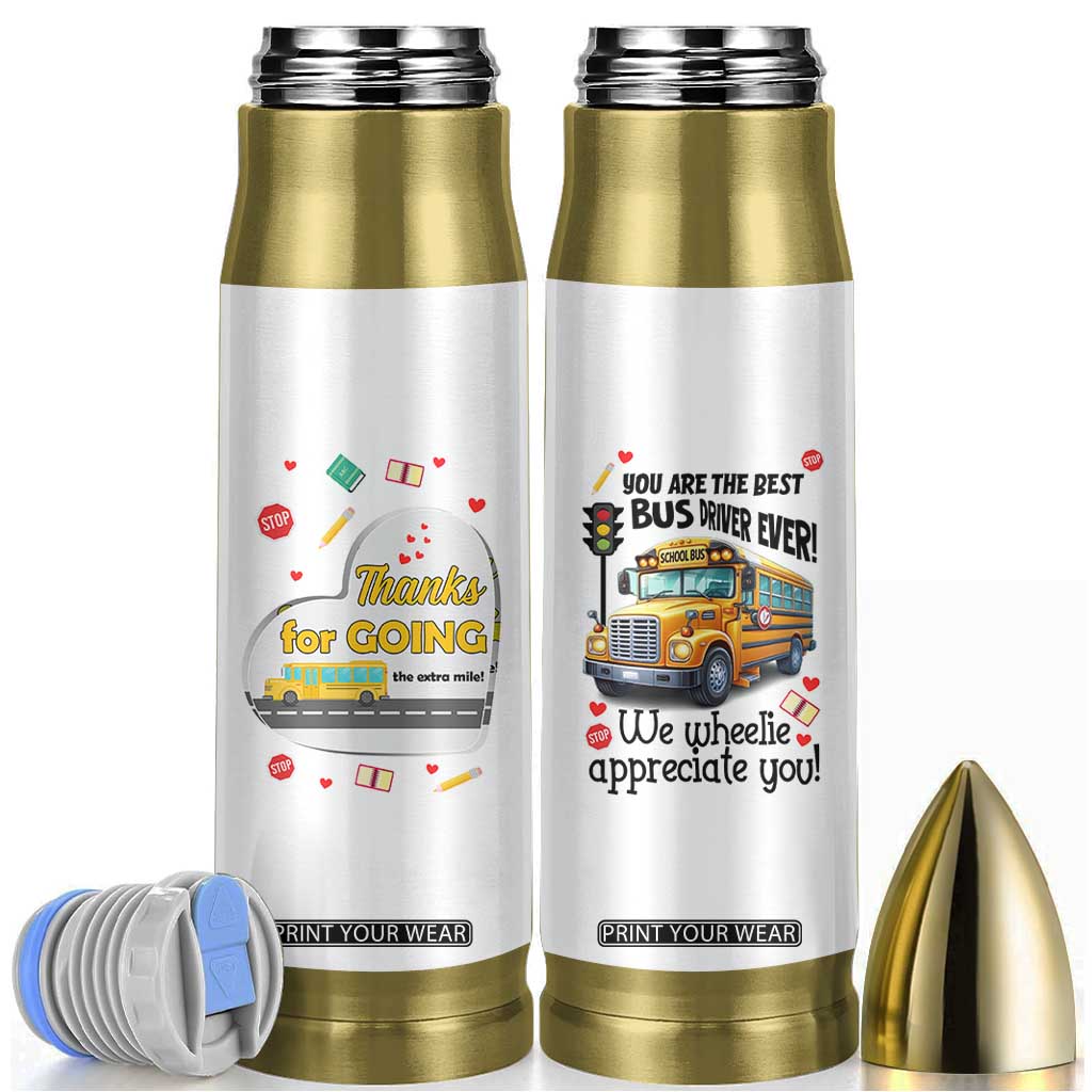 Bus Driver Gifts Bullet Tumbler School Bus Driver Christmas Appreciation Retired Drivers Gift TB10 White Print Your Wear
