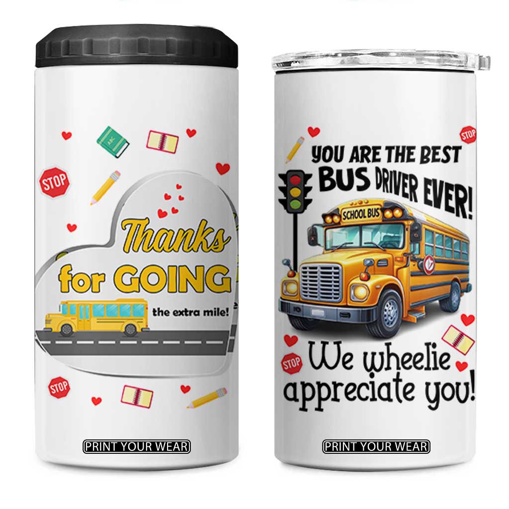 Bus Driver Gifts 4 in 1 Can Cooler Tumbler School Bus Driver Christmas Appreciation Retired Drivers Gift TB10 One Size: 16 oz White Print Your Wear