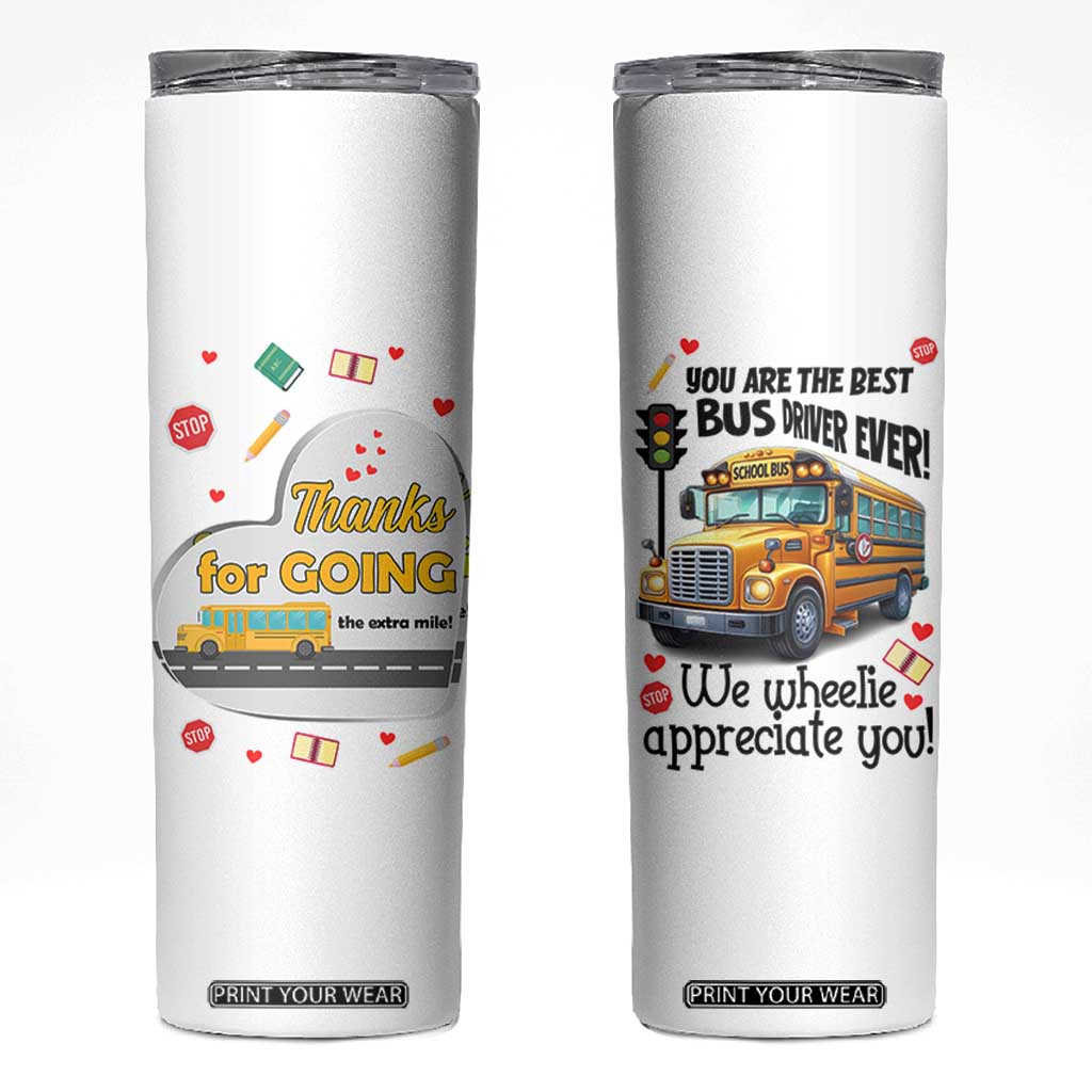 Bus Driver Gifts Skinny Tumbler School Bus Driver Christmas Appreciation Retired Drivers Gift TB10 White Print Your Wear