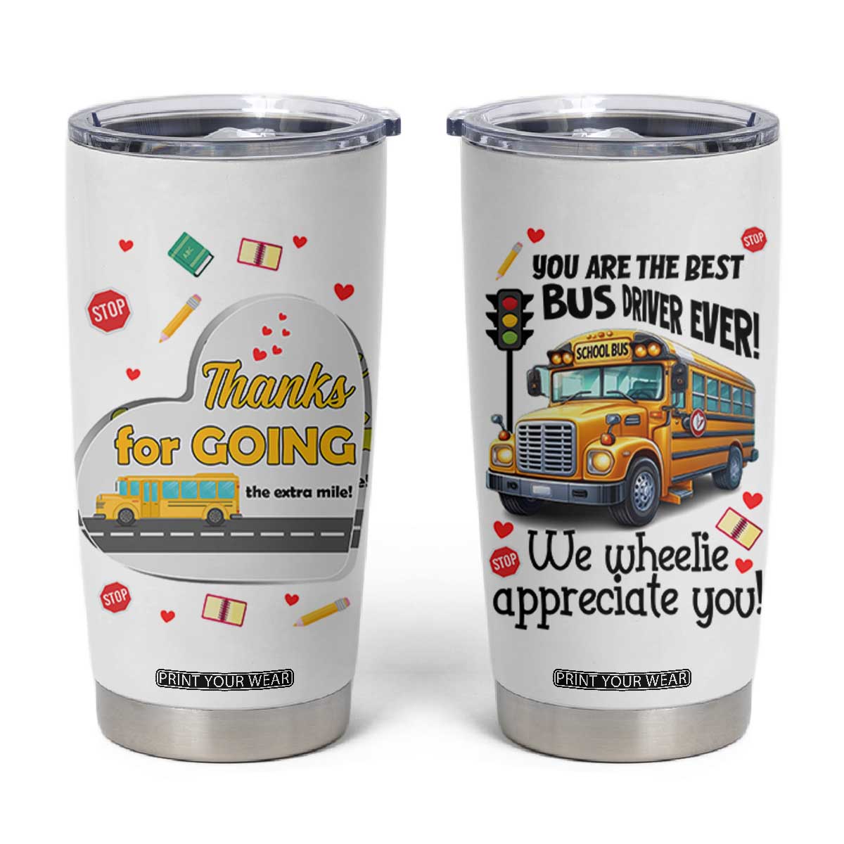Bus Driver Gifts Tumbler Cup School Bus Driver Christmas Appreciation Retired Drivers Gift TB10 White Print Your Wear