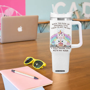 Funny Rude Unicorn Tumbler With Handle Back the F*ck up Sprinkle Tits Today Is Not the Day Shank You With My Horn TB10 Print Your Wear