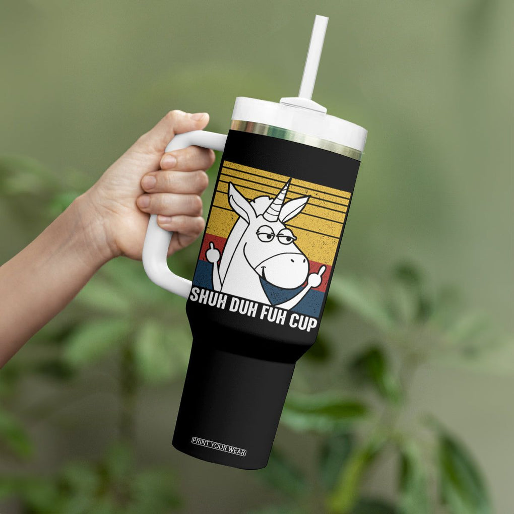 Funny Rude Tumbler With Handle Shu Duh Fuh Cup Funny Gag Gifts for Friend Coworker TB10 Print Your Wear
