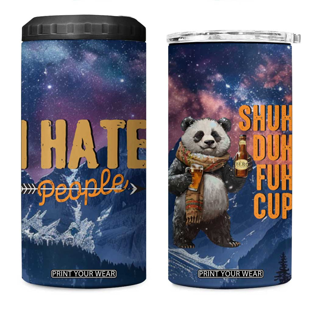 Funny Rude Bear 4 in 1 Can Cooler Tumbler Shu Duh Fuh Cup I Hate People Funny Gag Gifts for Introverts TB10 One Size: 16 oz Blue Print Your Wear