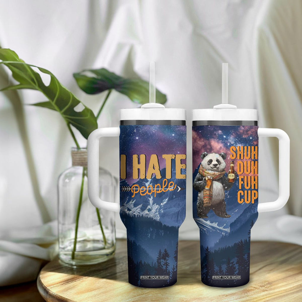 Funny Rude Bear Tumbler With Handle Shu Duh Fuh Cup I Hate People Funny Gag Gifts for Introverts TB10 Print Your Wear