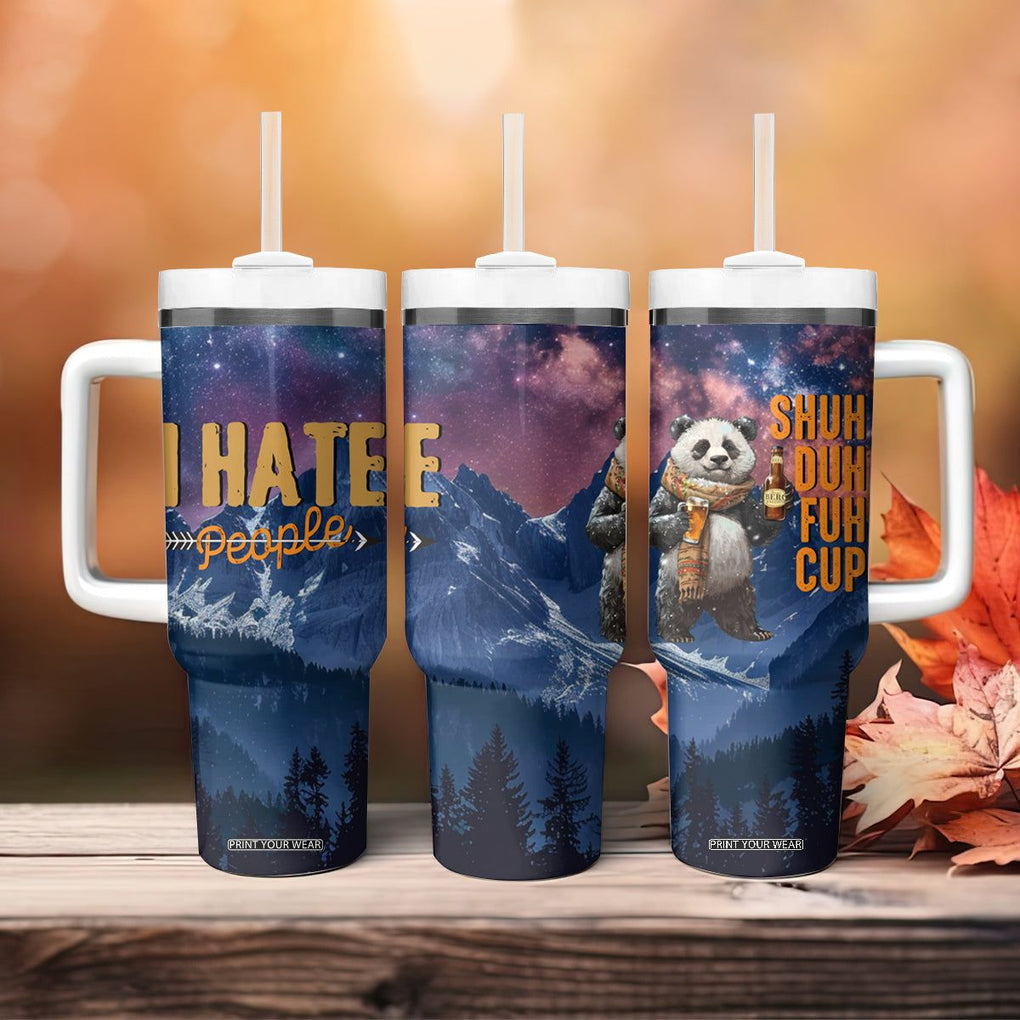 Funny Rude Bear Tumbler With Handle Shu Duh Fuh Cup I Hate People Funny Gag Gifts for Introverts TB10 Print Your Wear