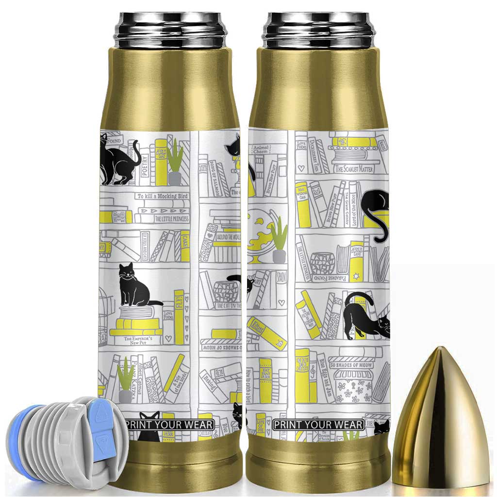 Book Lovers Gifts Bullet Tumbler Library Cat Bookish Gifts For Readers Librarian TB10 White Print Your Wear
