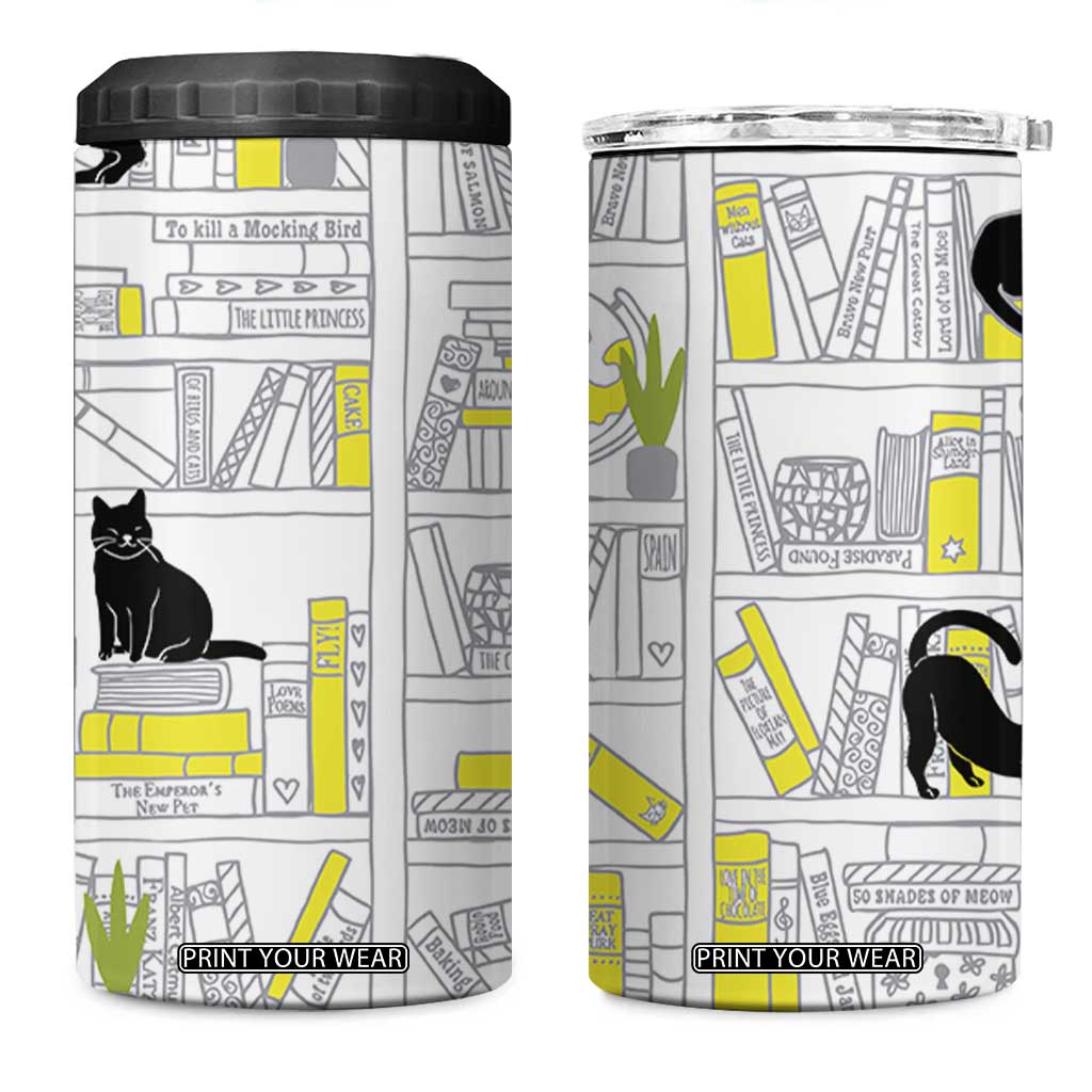 Book Lovers Gifts 4 in 1 Can Cooler Tumbler Library Cat Bookish Gifts For Readers Librarian TB10 One Size: 16 oz White Print Your Wear