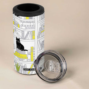 Book Lovers Gifts 4 in 1 Can Cooler Tumbler Library Cat Bookish Gifts For Readers Librarian TB10 Print Your Wear