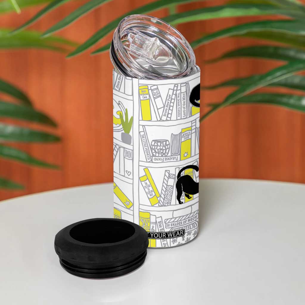 Book Lovers Gifts 4 in 1 Can Cooler Tumbler Library Cat Bookish Gifts For Readers Librarian TB10 Print Your Wear